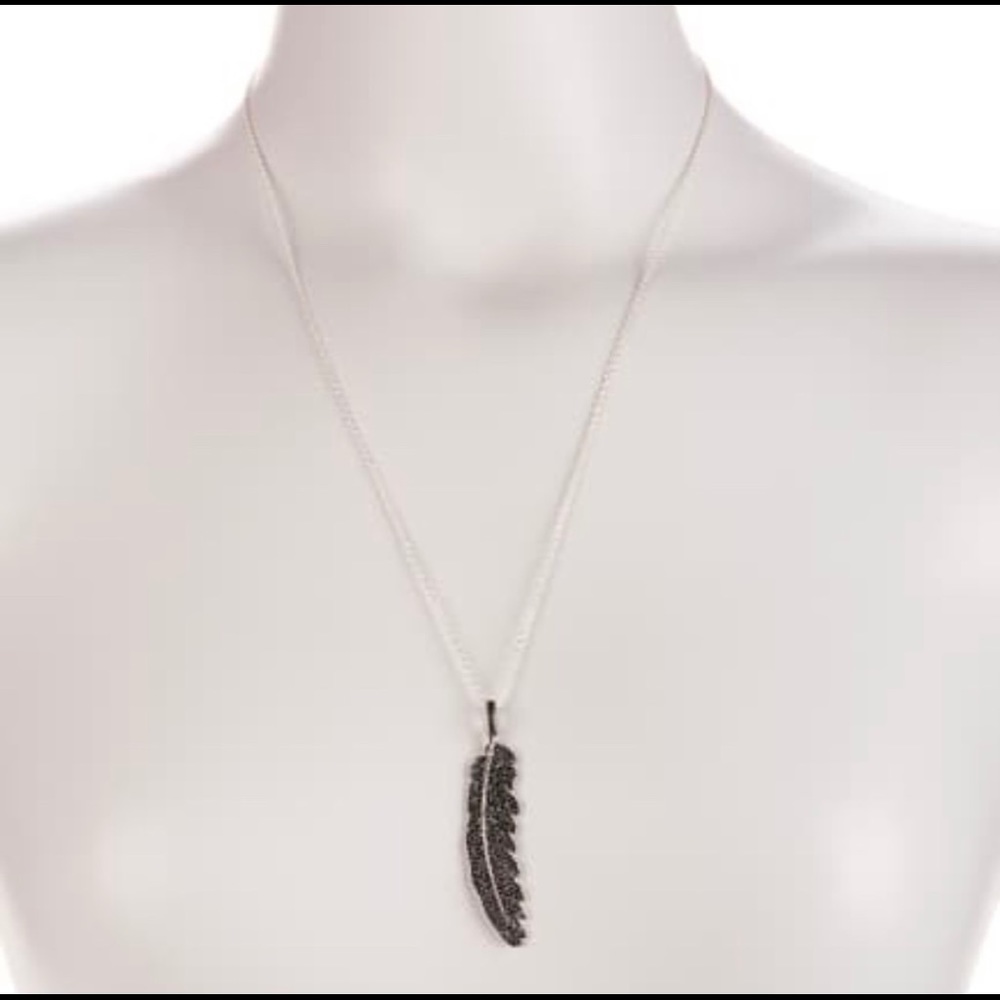 ADORNIA Aria Feather Black Spinel Pendant Necklace